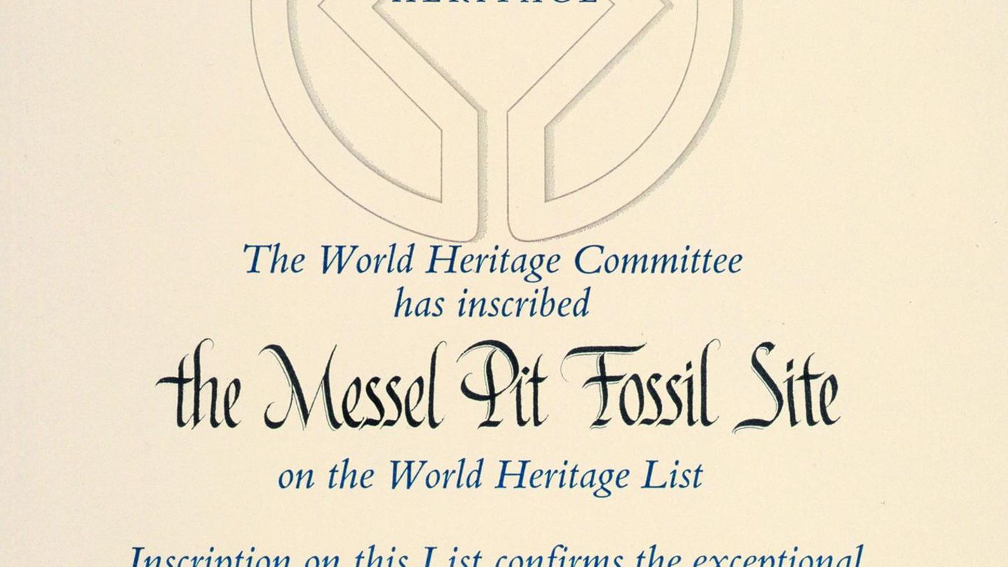 Urkunde UNESCO Welterbestätte Messel