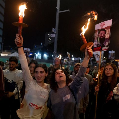 Demonstrators with torches in Israel