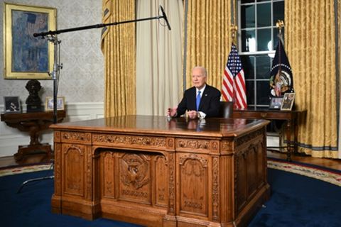 US-Präsident Biden bei seiner Rede im Weißen Haus