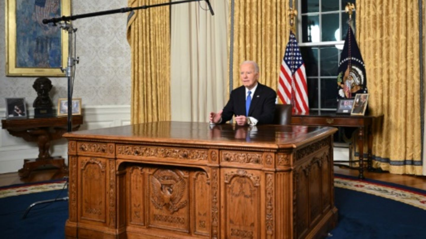 US-Präsident Biden bei seiner Rede im Weißen Haus