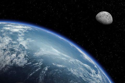 Mond Erde mit blauer Erdatmosphäre