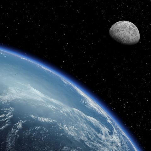 Mond Erde mit blauer Erdatmosphäre