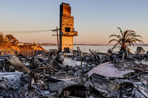 Die Brände in Los Angeles haben von diesem Anwesen mit Meerblick nur den Schornstein übrig gelassen