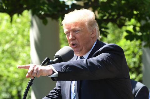 Donald Trump zeigt mit dem Finger auf etwas