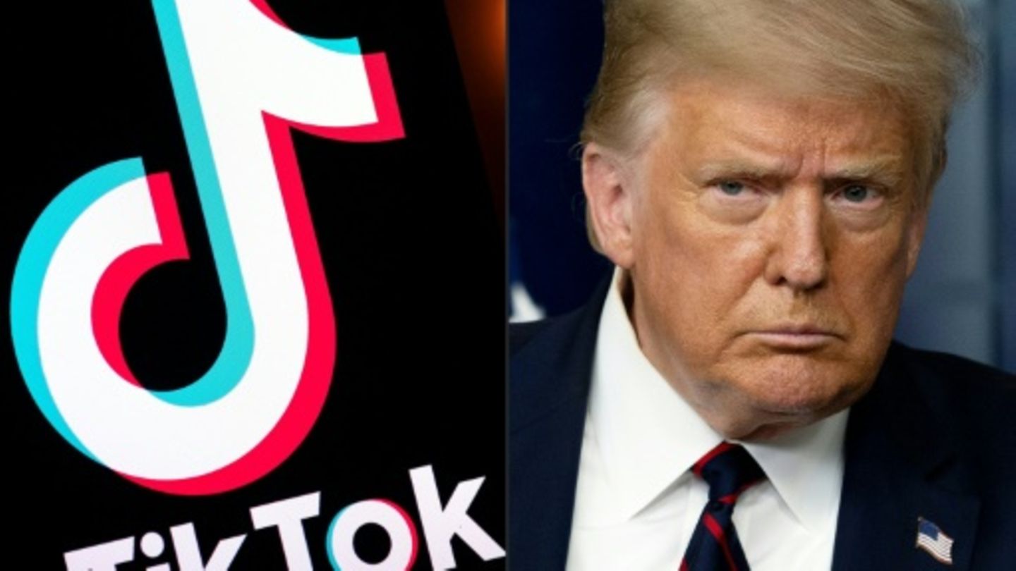 Tiktok-Logo und Donald Trump