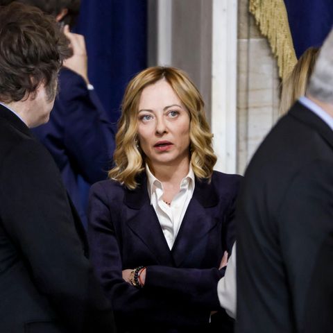 Ministerpräsidentin Giorgia Meloni bei der Amtseinführung des US-Präsidenten am Montag in der Rotunde des Kapitols in Washington: Es ist ihre zweite Reise zu Trump innerhalb von zwei Wochen
