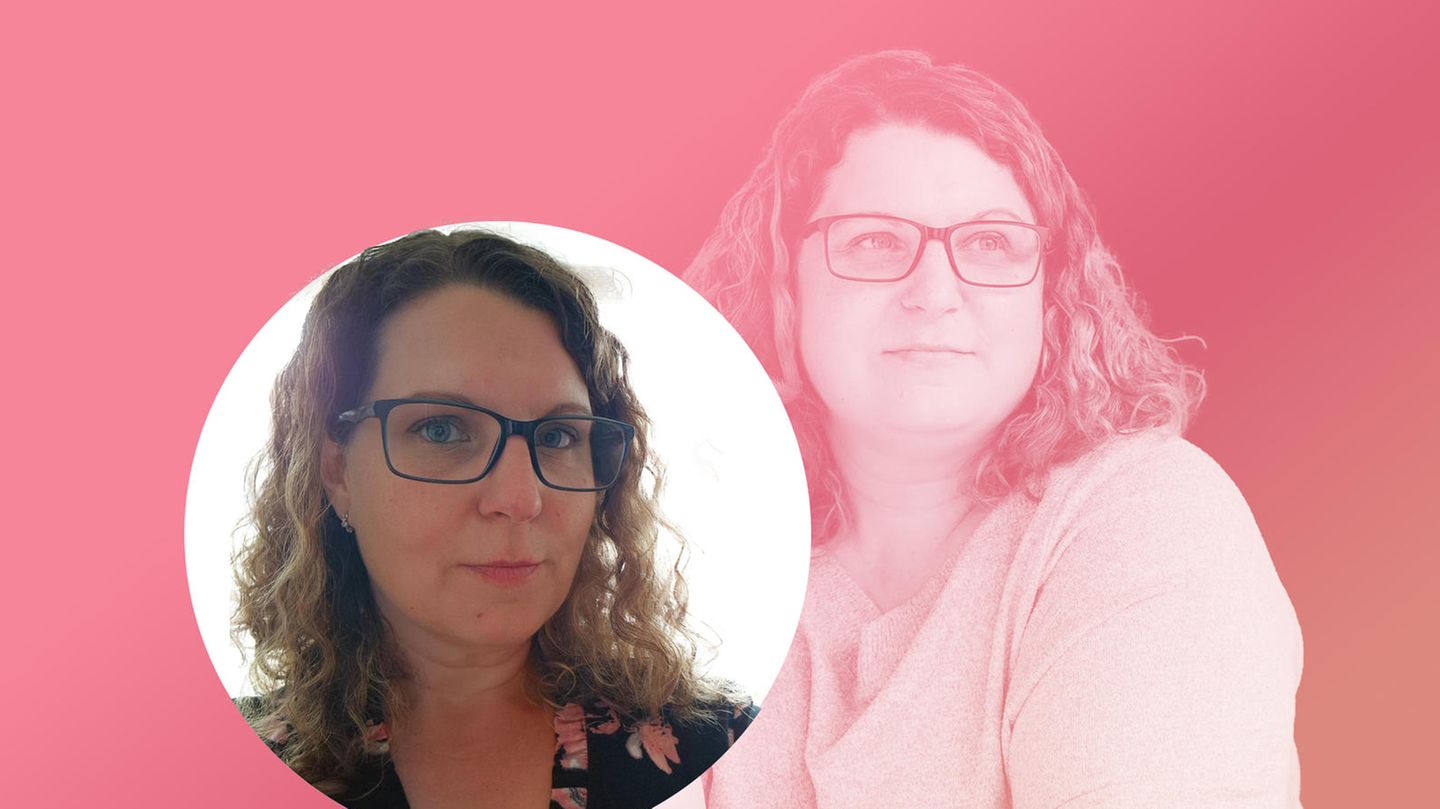 Bebilderung Abnehmen: Collage aus zwei Frauenköpfen vor rotem Hintergrund