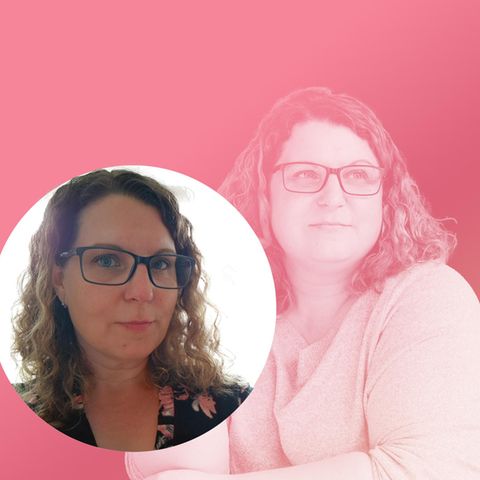 Bebilderung Abnehmen: Collage aus zwei Frauenköpfen vor rotem Hintergrund