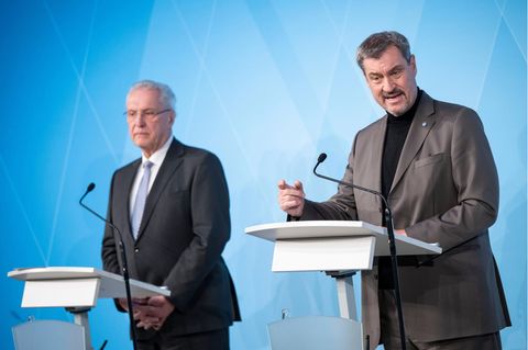 Bayerns Ministerpräsident Markus Söder und Innenminister Joachim Herrmann nach Gewalttat von Aschaffenburg