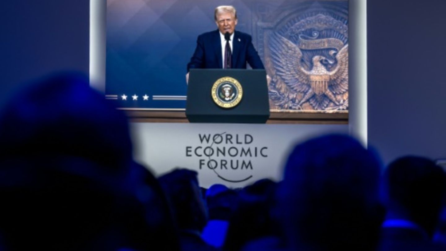 Trump spricht zu den Teilnehmern des Davos-Forums
