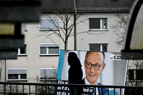 Wahlplakat mit Unionskandidat Merz