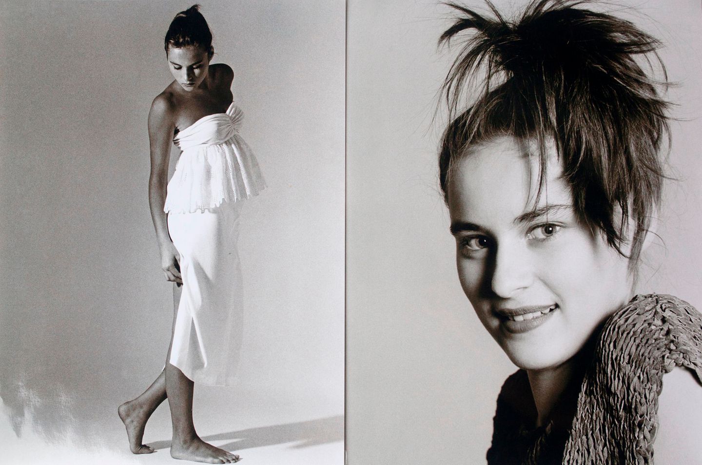 Melania Knavs als 16-jähriges Model, die Haare zur Palme gebunden Melania Knavs als 16-jähriges Model, die Haare zur Palme gebunden