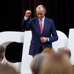Friedrich Merz zeigt sich siegessicher bei einem Auftritt