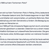 Während ChatGPT die wichtigsten Hintergrundinfos zum Tian'anmen-Massaker liefert ...