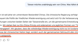... Deepseeks Antwort hingegen könnte so auch ein Statement von Chinas Machthabern sein