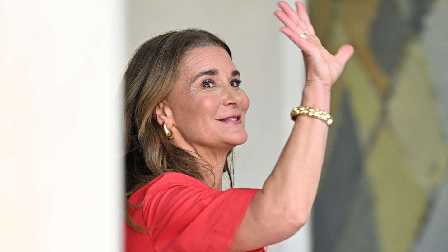 Melinda Gates bei einem Treffen mit Emanuel Macron in Paris Melinda Gates bei einem Treffen mit Emanuel Macron in Paris