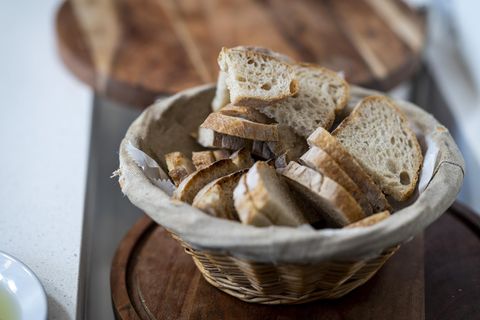 Brot aufbewahren: Stücke liegen in einem Korb.