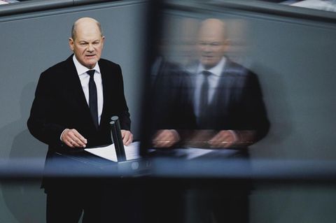 Olaf Scholz bei seiner Rede im Deutschen Bundestag