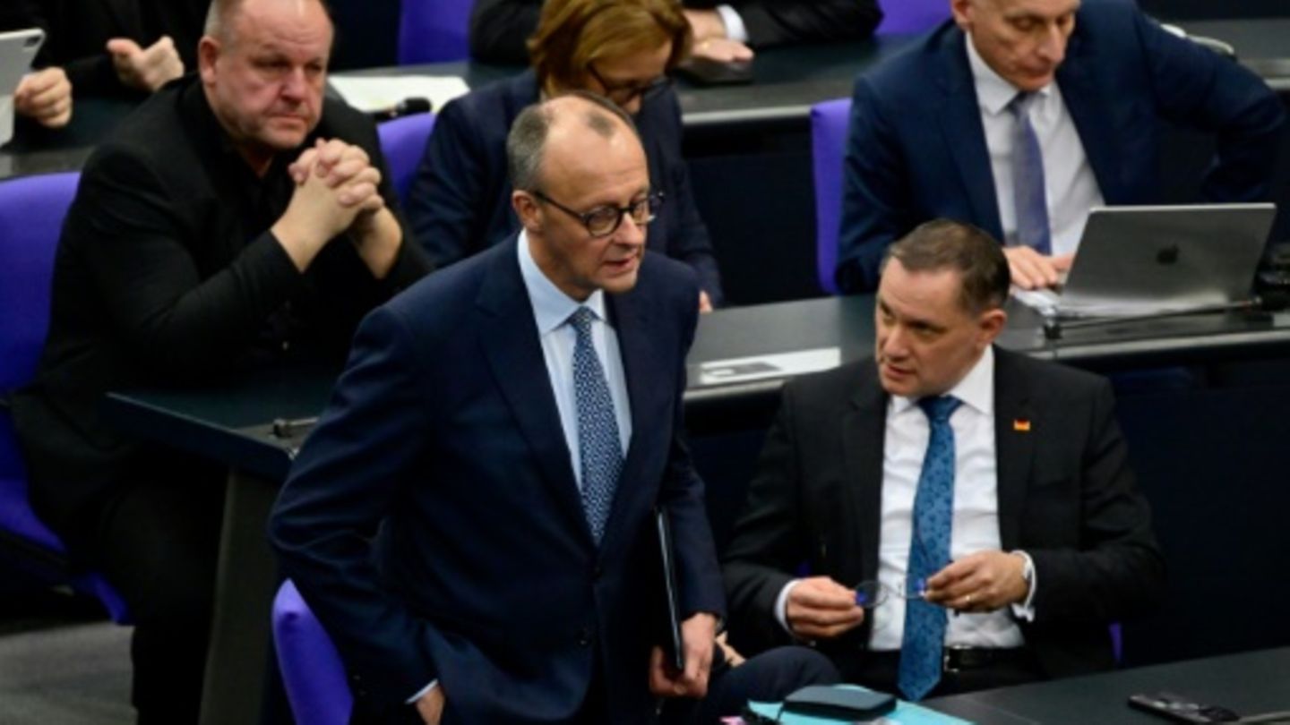 Merz läuft im Parlament an AfD-Ko-Chef Chrupalla vorbei