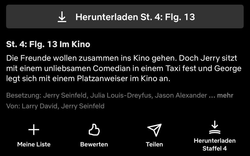 Ein Screenshot der Netflix-App zeigt den neuen Button