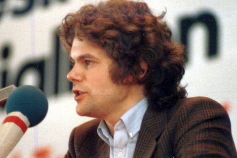 Olaf Scholz auf dem Juso-Bundeskongress 1984 in Bad Godesberg