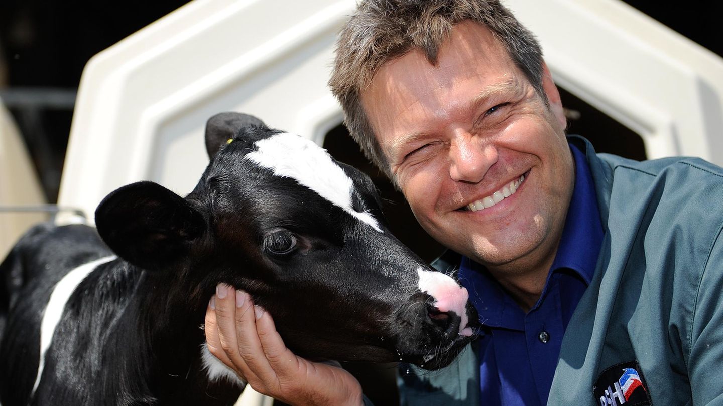 Robert Habeck mit Kalb