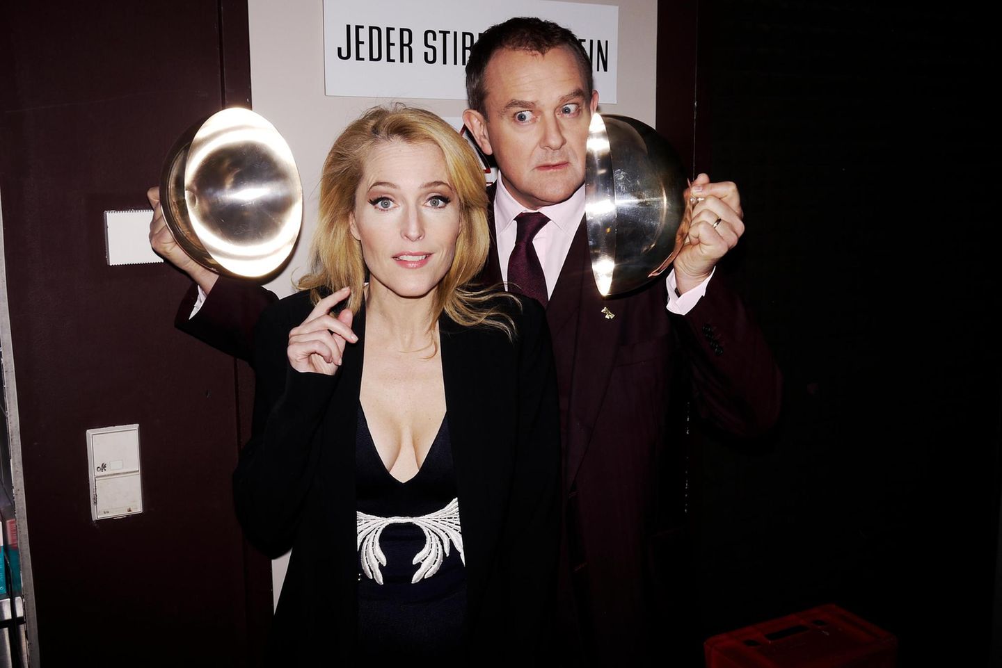 Jux hinter den Kulissen: Gillian Anderson und Hugh Bonneville machen in Berlin Werbung für ihren Film "Der Stern von Indien".