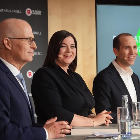 Hamburgs Bürgermeister Peter Tschentscher (SPD), Stellvertreterin Katharina Fegebank (Grüne) und CDU-Kandidat Dennis Thering