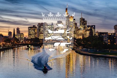 Skyline Frankfurt am Main mit Wappen Hessens, Wahlkreise