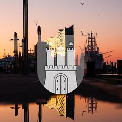 Ansicht Elbphilharmonie mit Wappen Hamburgs im Wahlkreis Hamburg-Mitte