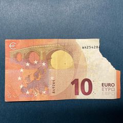 Geldschein 10-Euro-Schein mit abgerissener Ecke
