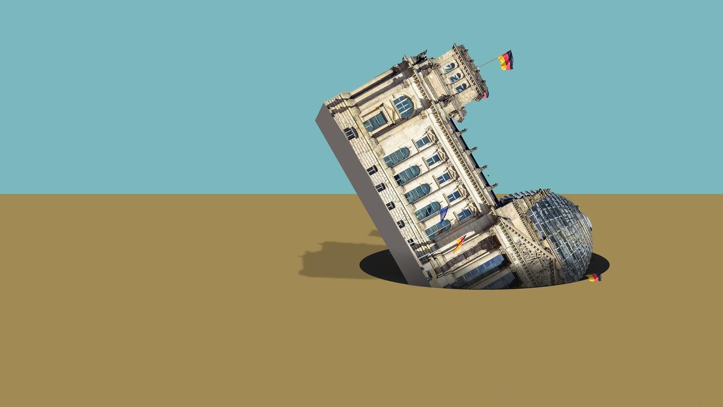 Der Bundestag ins Loch gefallen - eine grafische Umsetzung