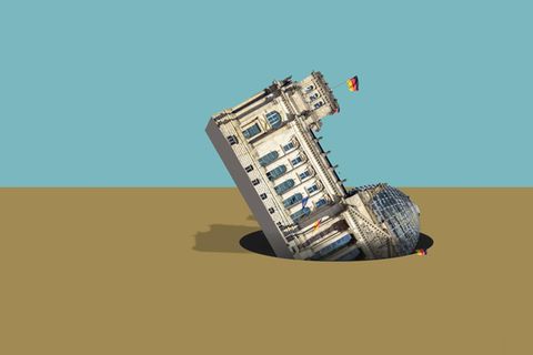 Der Bundestag ins Loch gefallen - eine grafische Umsetzung