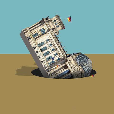Der Bundestag ins Loch gefallen - eine grafische Umsetzung
