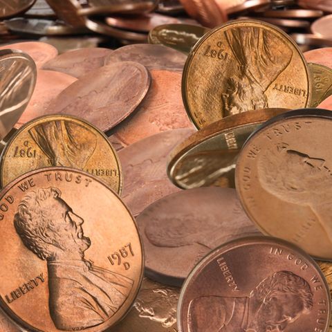 Penny coins that fall