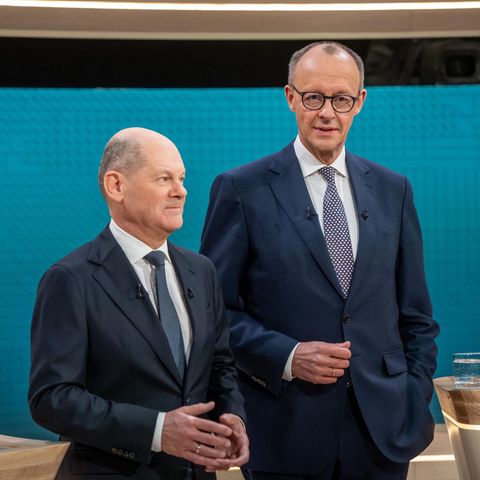 Olaf Scholz und Friedrich Merz beim TV-Duell