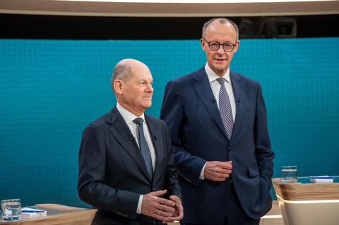 Olaf Scholz und Friedrich Merz beim TV-Duell