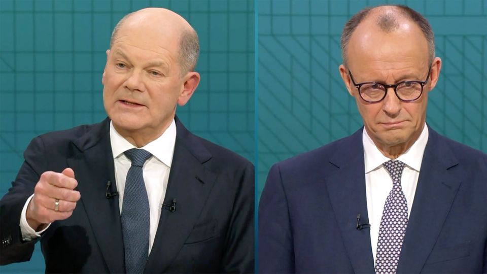 Überraschender Auftritt vom Kanzler: So verlief das TV-Duell Scholz gegen Merz