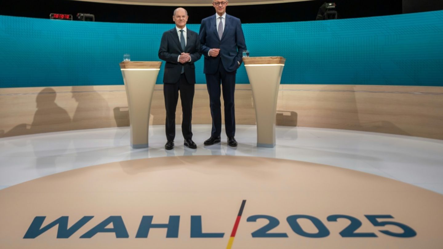 Merz und Scholz im Fernsehstudio