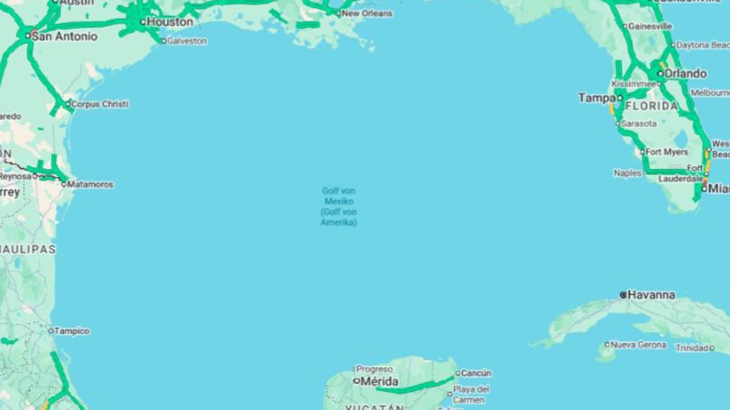 Google Maps names Gulf of Mexico around