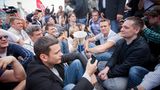 Nawalny tritt zusammen mit Ilja Jaschin und Boris Nemzow im Sitzstreik an