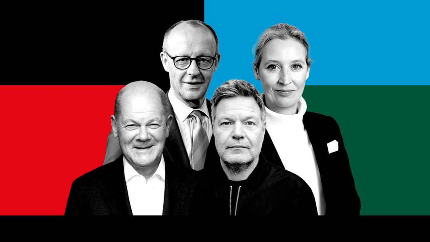 Quadrell Bundestag election Sunday: Here you can see the TV duel from Merz, Scholz, Habeck & Weidel