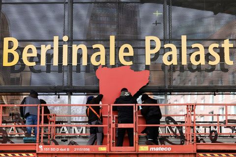 Vorbereitungen an Berlinale-Palast in Berlin