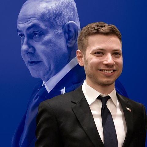 Im Vordergrund sieht man Jair Netanjahu, im Hintergrund ist sein Vater Benjamin Netanjahu zu sehen