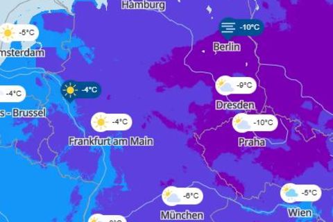 Ein Blick auf die Wetter-Karte zeigt: Es ist kalt in Deutschland