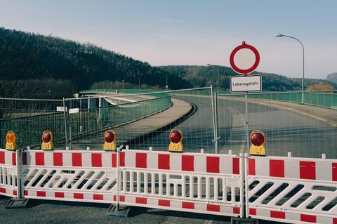 Gesperrte Brücke in Schandau