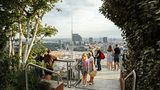 Ausblick vom Dachgarten des Bunkers auf St. Pauli