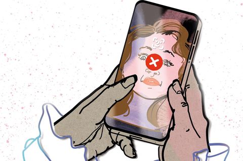 Illustration Rückenschmerzen und Schmerzspritzen: Face ID auf dem Handy unktioniert nicht