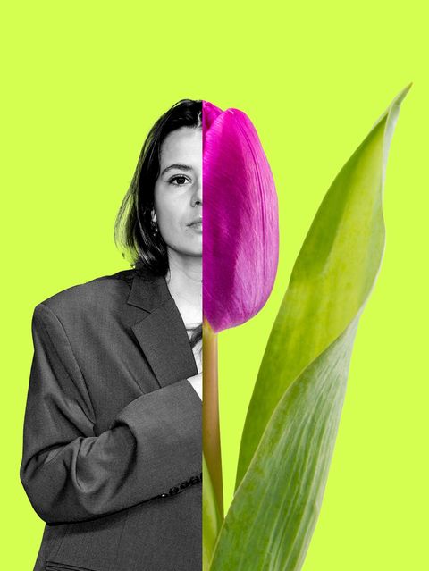 Montage zeigt Luisa Neubauer und ein erblühende Tulpe