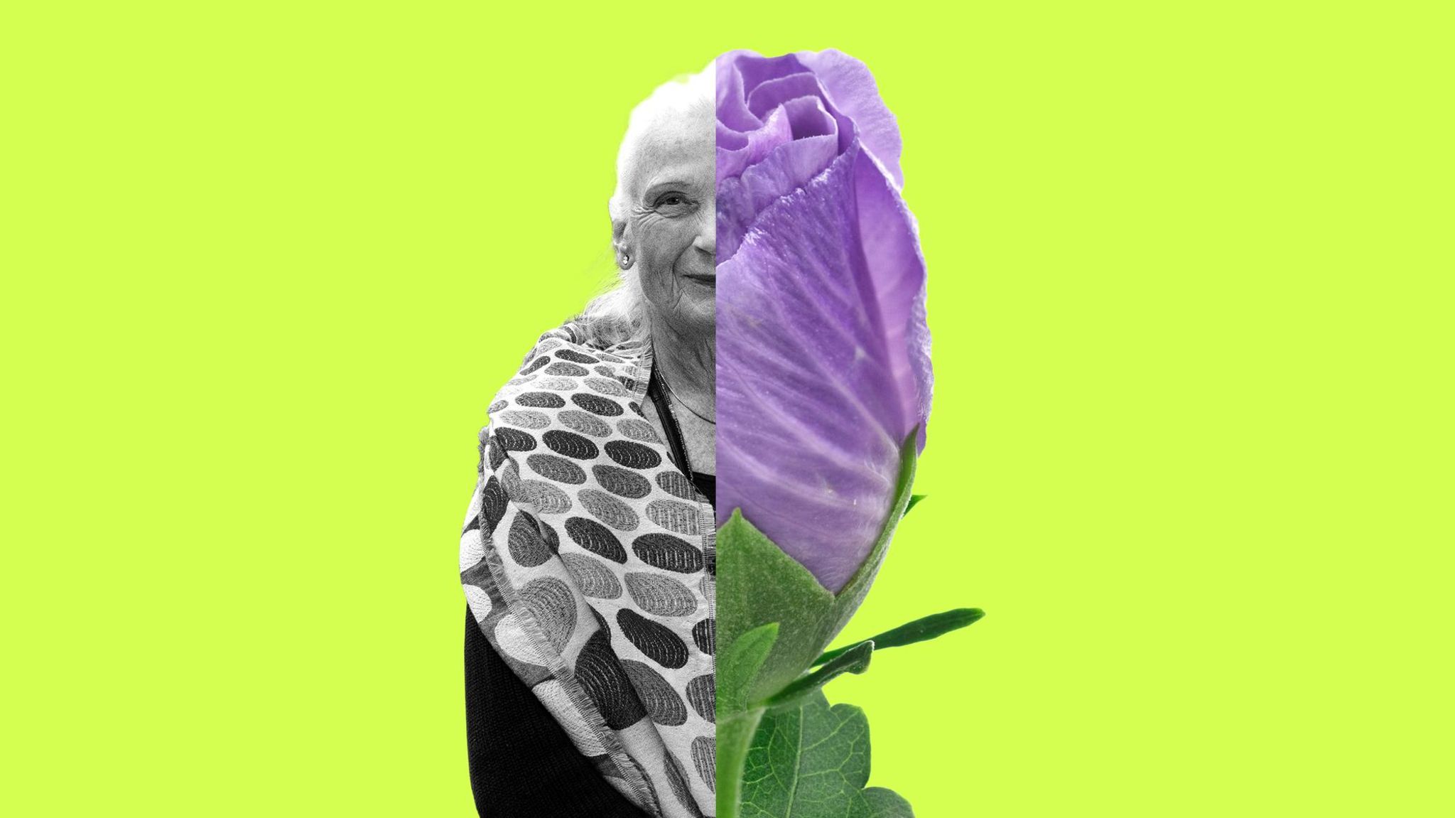 Montage zeigt Gabriele Von Arnim und eine Malvenknospe